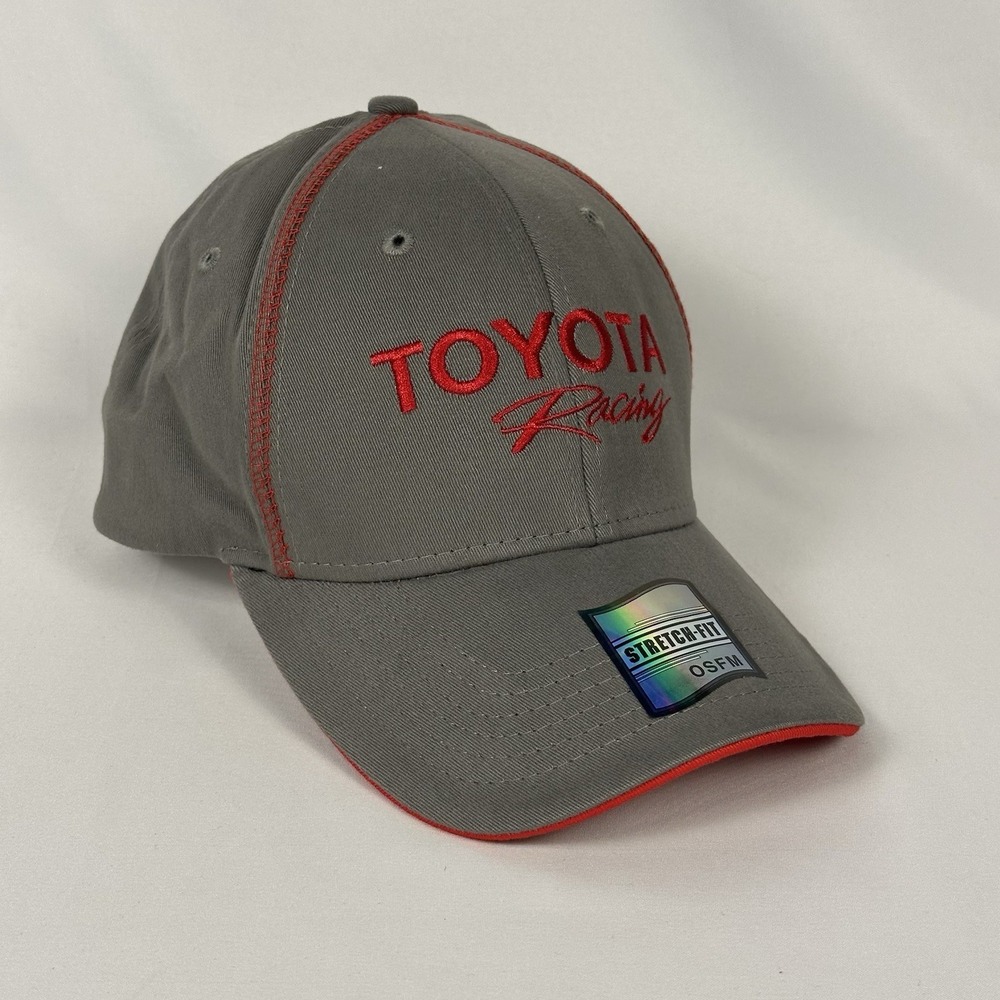 Toyota Racing Hat Gray Red Stretch Fit OSFM Embroidered Cap